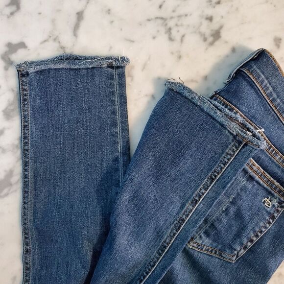Rag & Bone Skinny Highly Distressed Medium Wash Denim Jeans - Picture 4 of 9